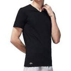 Lacoste Mens V-Neck Slim Fit Essential T-Shirt 3Pk, 031 BLACK, New With Tags
